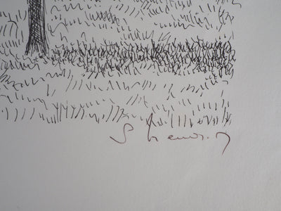 Serge MENDJISKY : Course de cheval, les jockeys - Lithographie (détail)