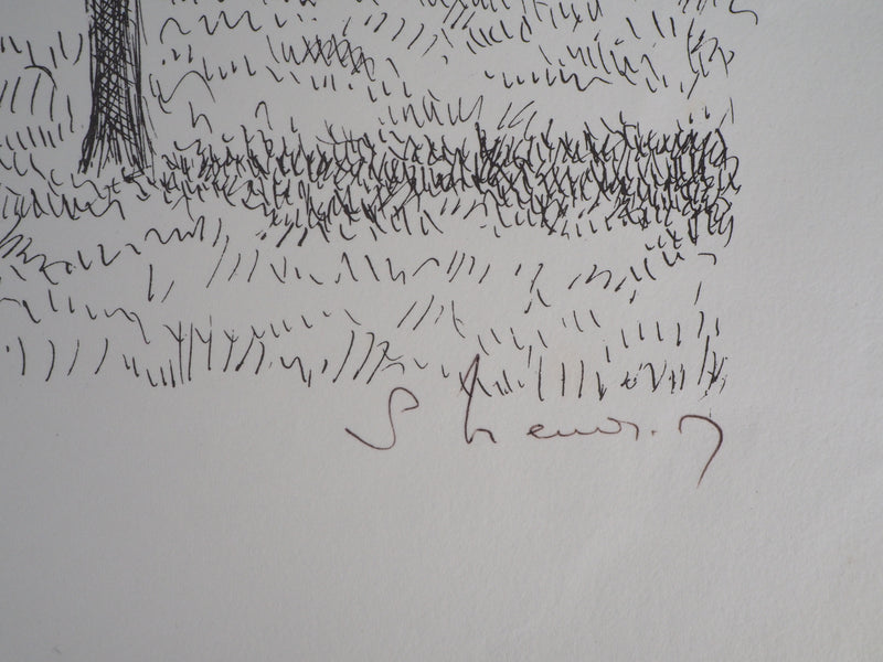 Serge MENDJISKY : Course de cheval, les jockeys - Lithographie (détail)