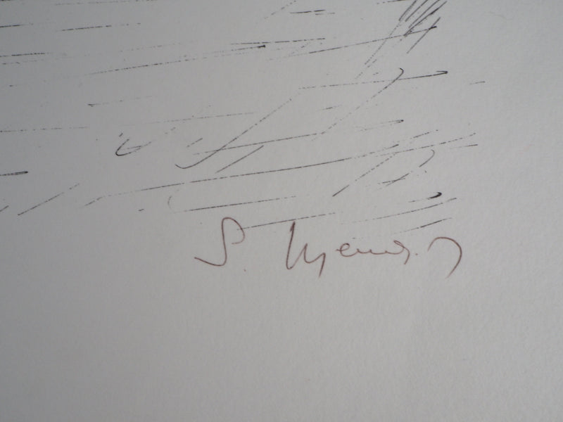 Serge MENDJISKY : Course des chevaux attelés - Lithographie (détail)