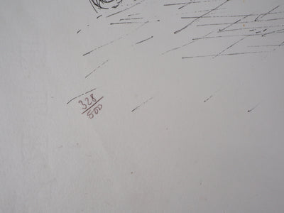 Serge MENDJISKY : Course des chevaux attelés - Lithographie (détail)