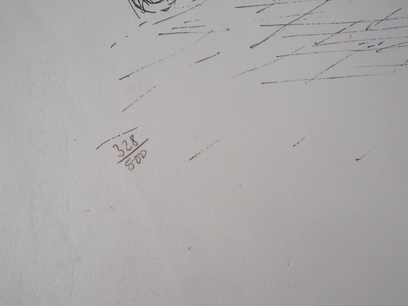 Serge MENDJISKY : Course des chevaux attelés - Lithographie (détail)