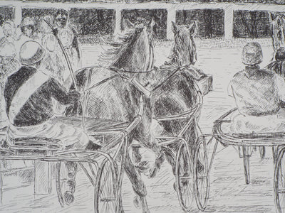 Serge MENDJISKY : Course des chevaux attelés - Lithographie (détail)