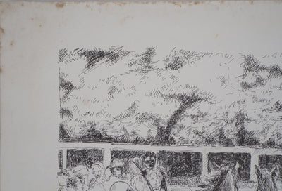 Serge MENDJISKY : Course des chevaux attelés - Lithographie (détail)
