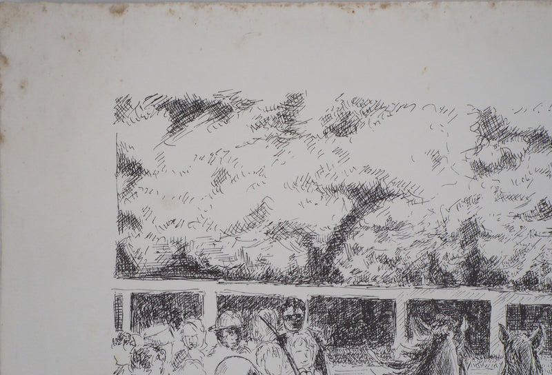 Serge MENDJISKY : Course des chevaux attelés - Lithographie (détail)