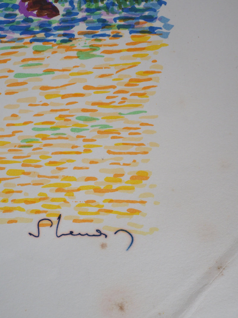 Serge MENDJISKY : Equitation, Avant la course - Lithographie (détail)