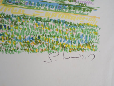 Serge MENDJISKY : Saut d'obstacles à cheval - Lithographie (détail)