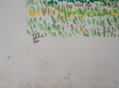 Serge MENDJISKY : Saut d'obstacles à cheval - Lithographie (détail)