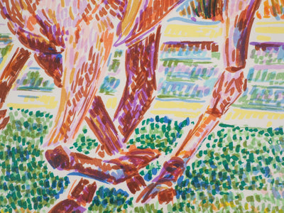 Serge MENDJISKY : Saut d'obstacles à cheval - Lithographie (détail)