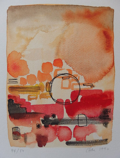 Christiane MENETREY : Paysage surréaliste - Lithographie