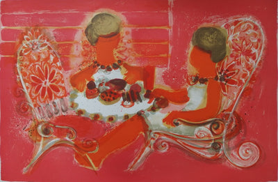 Frédéric MENGUY : L'heure du thé - Lithographie (détail)