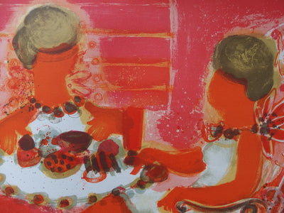 Frédéric MENGUY : L'heure du thé - Lithographie (détail)