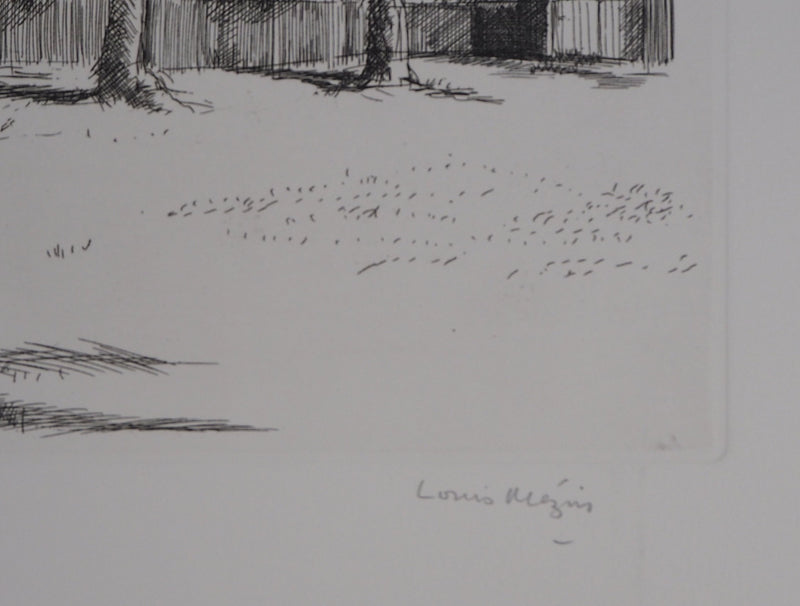 Louis MEZIN : Paysage aux arbres - Gravure (détail)