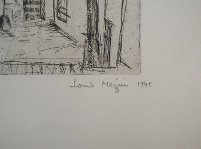 Louis MEZIN : Vieux Paris, Cour d'immeuble, 1975 - Gravure (détail)