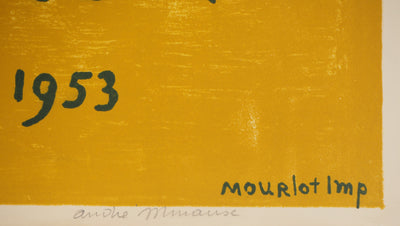 André MINAUX : Nature morte sur fond moutarde - Affiche (détail)
