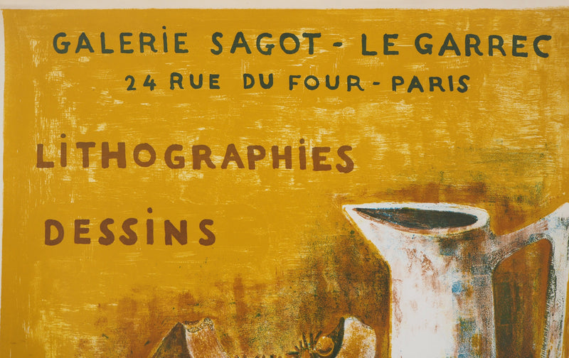 André MINAUX : Nature morte sur fond moutarde - Affiche (détail)