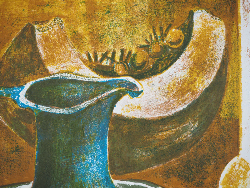 André MINAUX : Nature morte sur fond moutarde - Affiche (détail)
