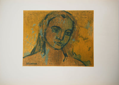 André MINAUX : Figure féminine, 1957 - Lithographie