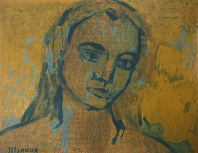 André MINAUX : Figure féminine, 1957 - Lithographie (détail)
