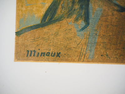 André MINAUX : Figure féminine, 1957 - Lithographie (détail)
