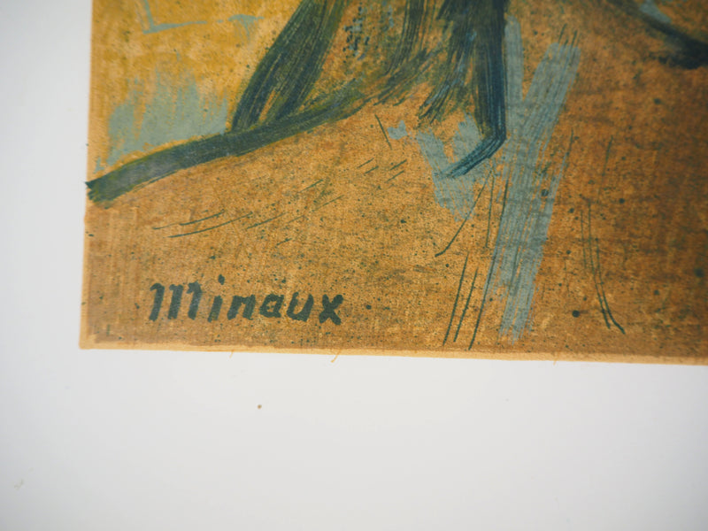 André MINAUX : Figure féminine, 1957 - Lithographie (détail)