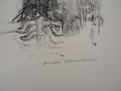 André MINAUX : Portrait de jeune femme - Lithographie (détail)