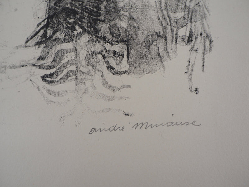 André MINAUX : Portrait de jeune femme - Lithographie (détail)