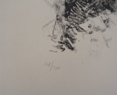 André MINAUX : Portrait de jeune femme - Lithographie (détail)