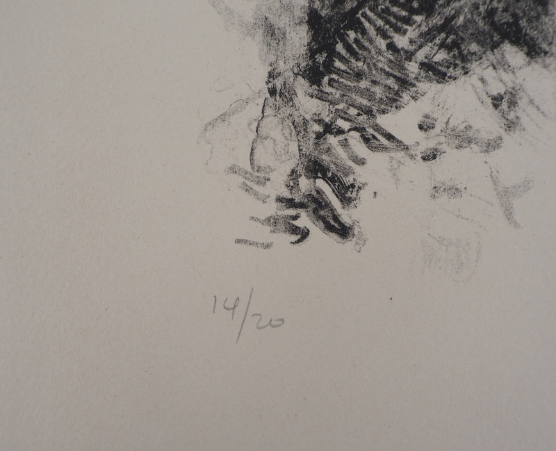 André MINAUX : Portrait de jeune femme - Lithographie (détail)
