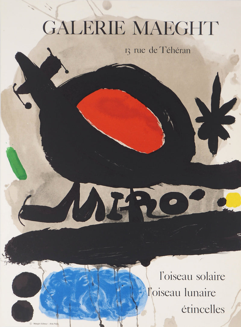 Joan MIRO : Oiseau solaire, lunaire et étincelles - Affiche