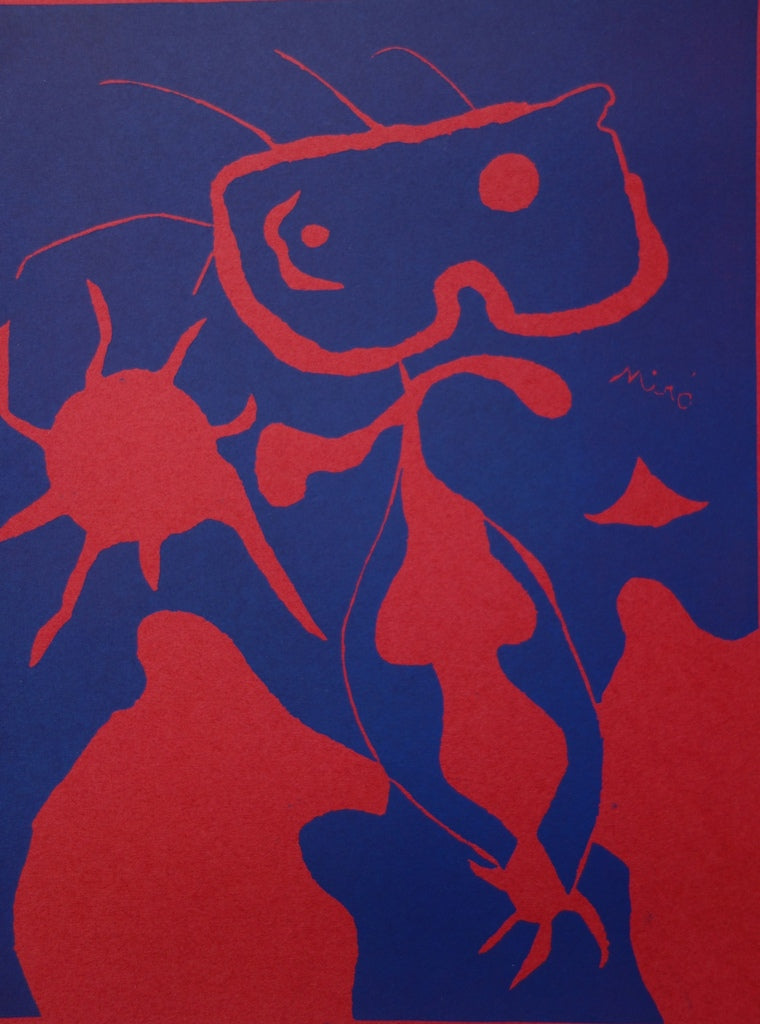 Joan MIRO : Homme au soleil rouge, Linogravure originale (photo de détail 3) - Crédit photo : Galerie Art.Paris