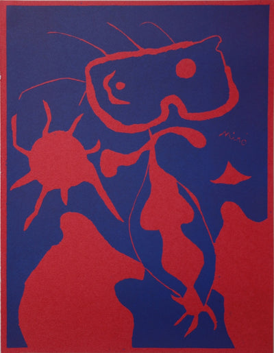 Joan MIRO : Homme au soleil rouge, Linogravure originale (photo de détail 4) - Crédit photo : Galerie Art.Paris