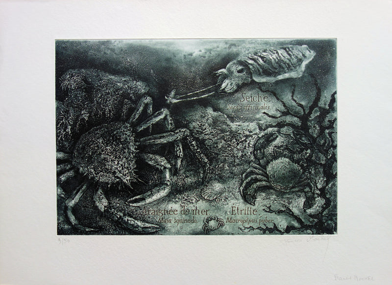 Francis MOCKEL : Monde sous-marin - Gravure