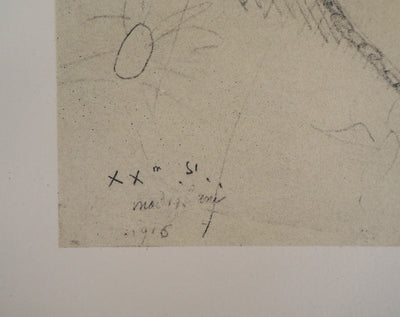Amedeo MODIGLIANI : Le couple - Lithographie (détail)