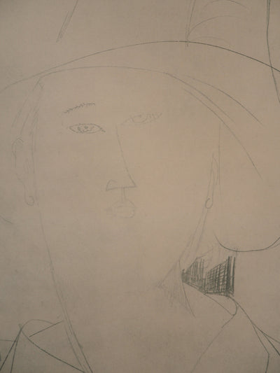 Amedeo MODIGLIANI : Femme avec un chapeau, 1959 - Lithographie (détail)