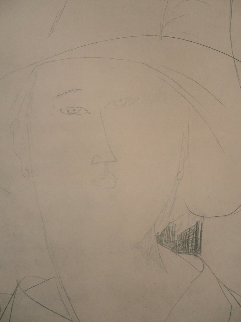 Amedeo MODIGLIANI : Femme avec un chapeau, 1959 - Lithographie (détail)