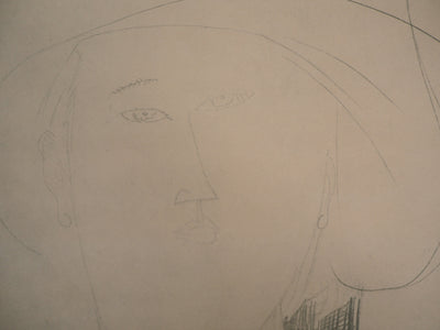 Amedeo MODIGLIANI : Femme avec un chapeau, 1959 - Lithographie (détail)