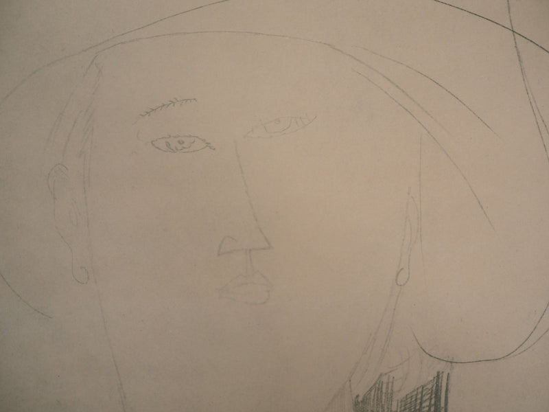 Amedeo MODIGLIANI : Femme avec un chapeau, 1959 - Lithographie (détail)