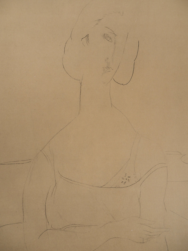 Amedeo MODIGLIANI : Femme en robe de nuit, 1959 - Lithographie (détail)