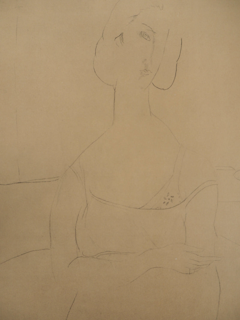 Amedeo MODIGLIANI : Femme en robe de nuit, 1959 - Lithographie (détail)