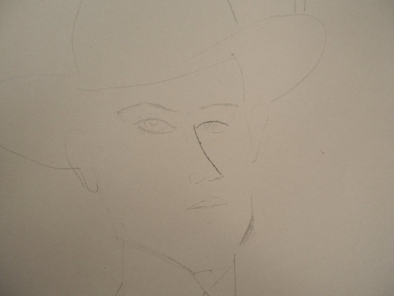 Amedeo MODIGLIANI : Homme qui porte un chapeau, 1959 - Lithographie (détail)