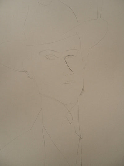 Amedeo MODIGLIANI : Homme qui porte un chapeau, 1959 - Lithographie (détail)