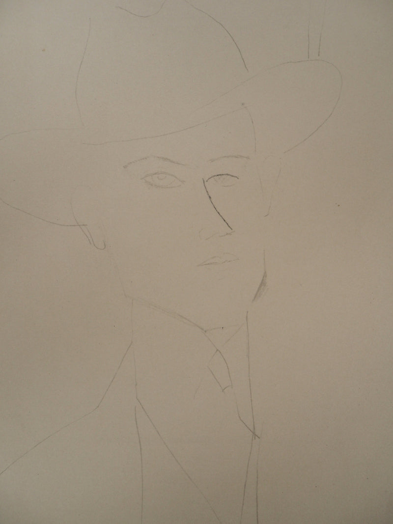 Amedeo MODIGLIANI : Homme qui porte un chapeau, 1959 - Lithographie (détail)