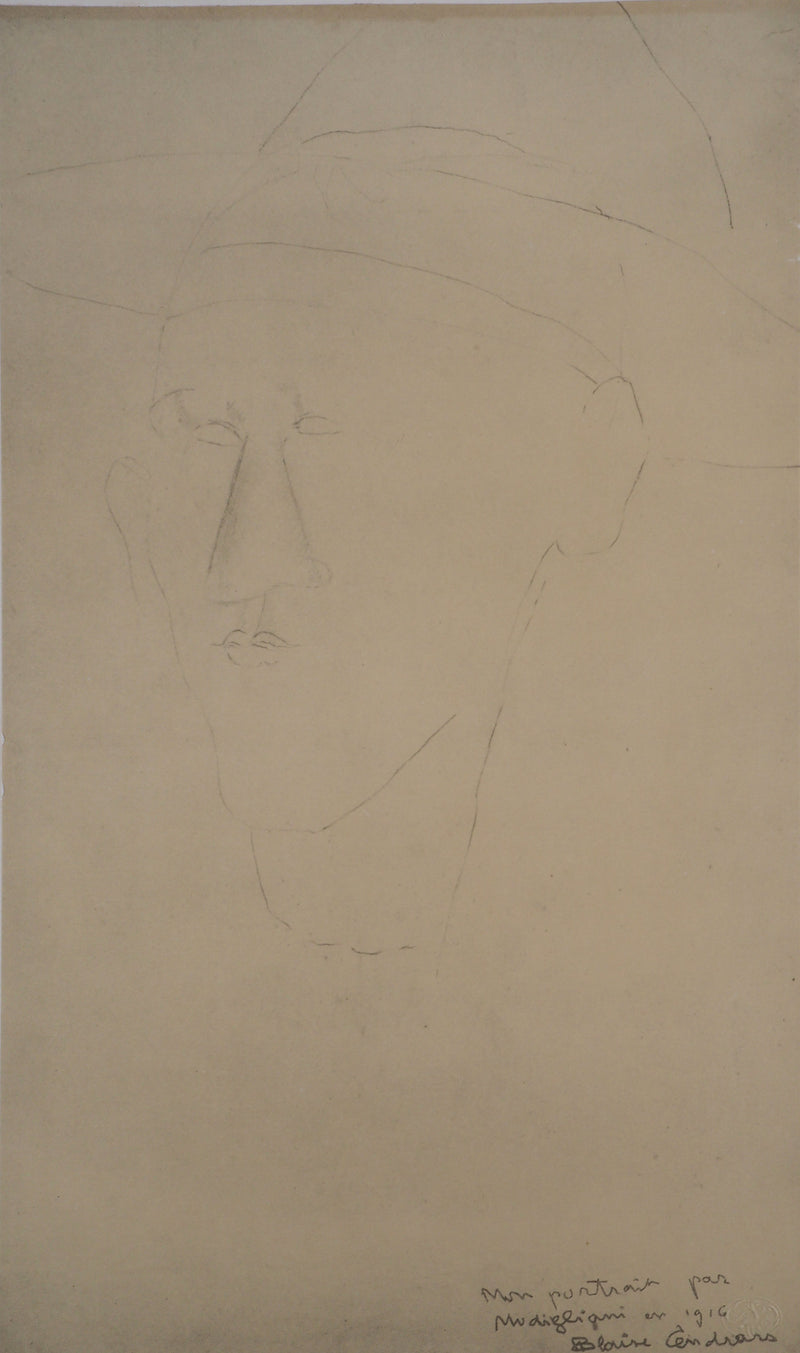 Amedeo MODIGLIANI : Portrait de Blaise Cendrars, 1959 - Lithographie