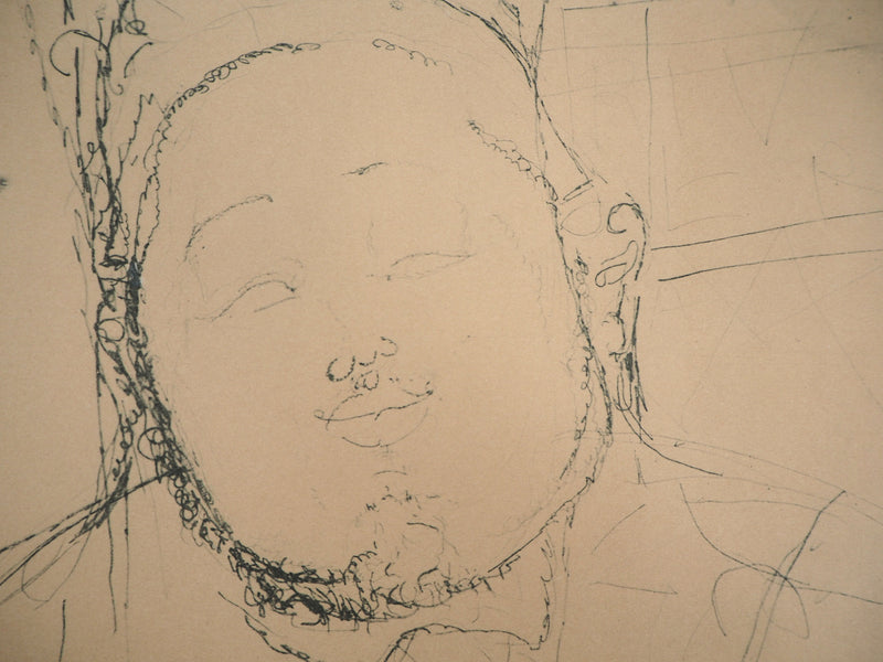 Amedeo MODIGLIANI : Portrait de Diego Riviera, 1959 - Lithographie (détail)