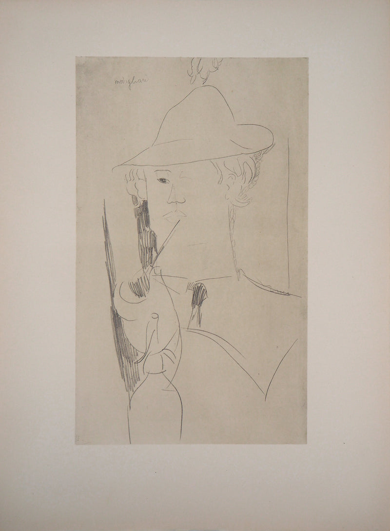 Amedeo MODIGLIANI : Vlaminck à la pipe - Lithographie