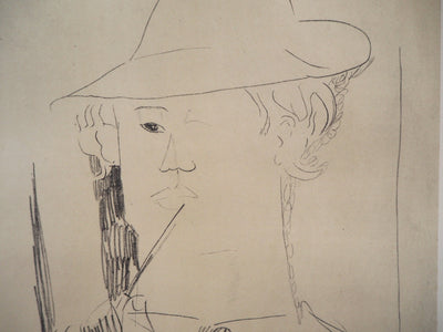 Amedeo MODIGLIANI : Vlaminck à la pipe - Lithographie (détail)