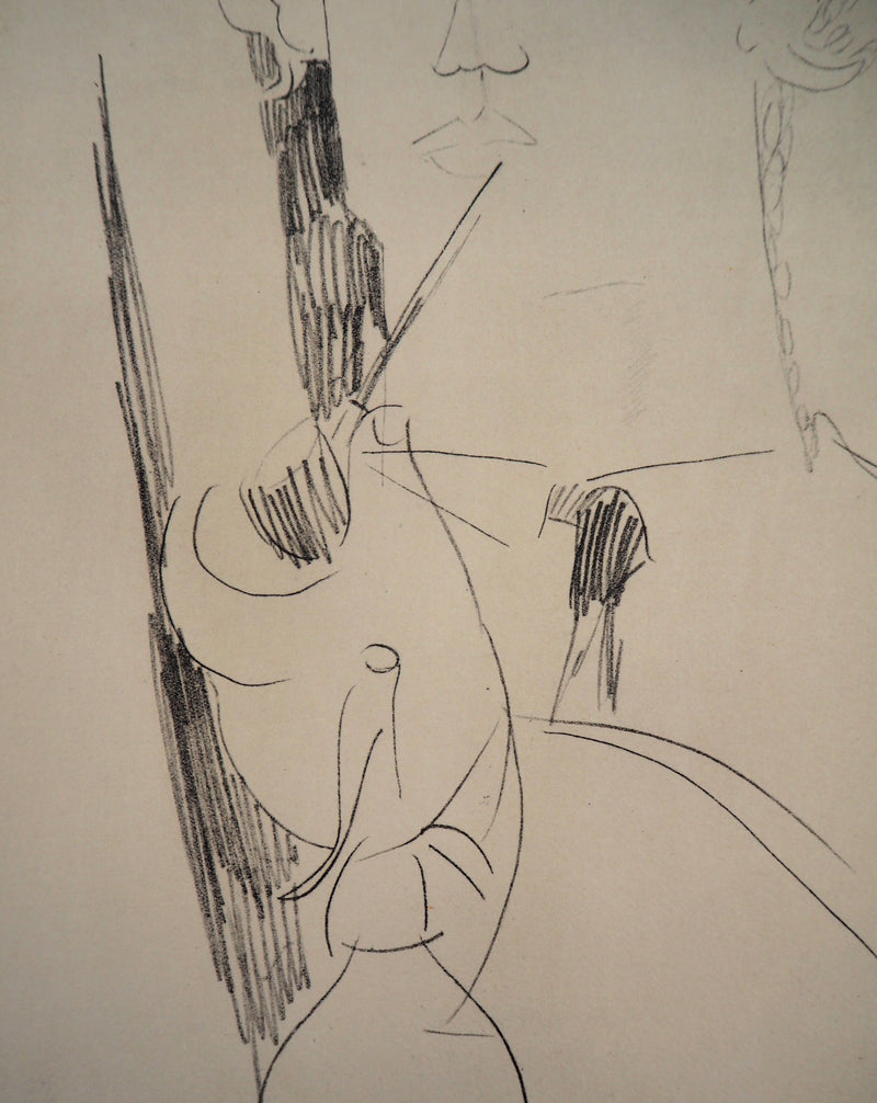 Amedeo MODIGLIANI : Vlaminck à la pipe - Lithographie (détail)