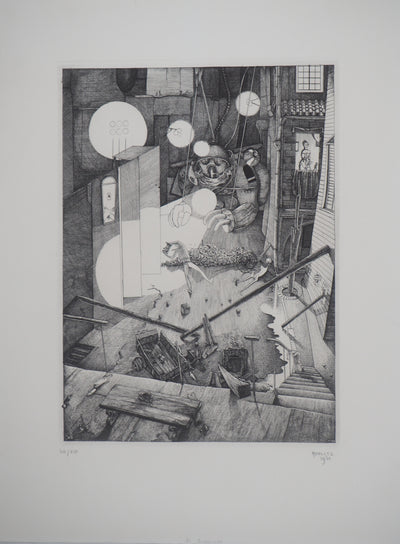 Philippe MOHLITZ : La Barricade, 1971 - Gravure (détail)