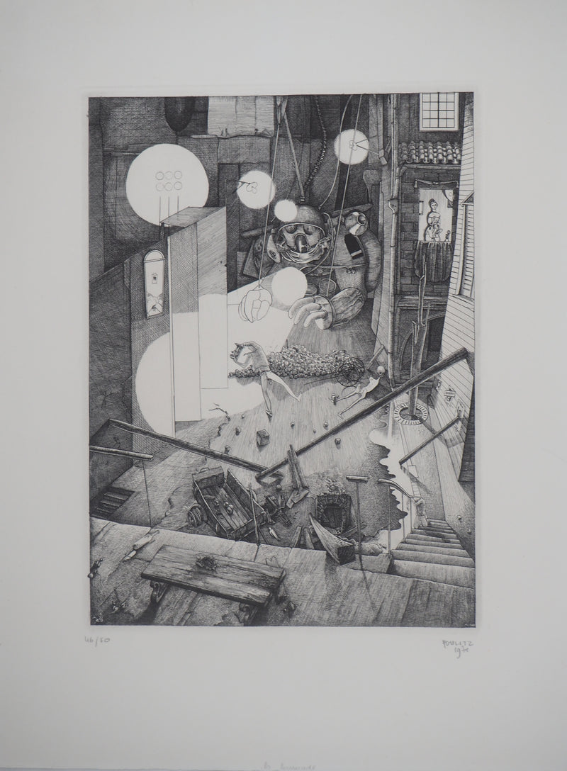 Philippe MOHLITZ : La Barricade, 1971 - Gravure (détail)