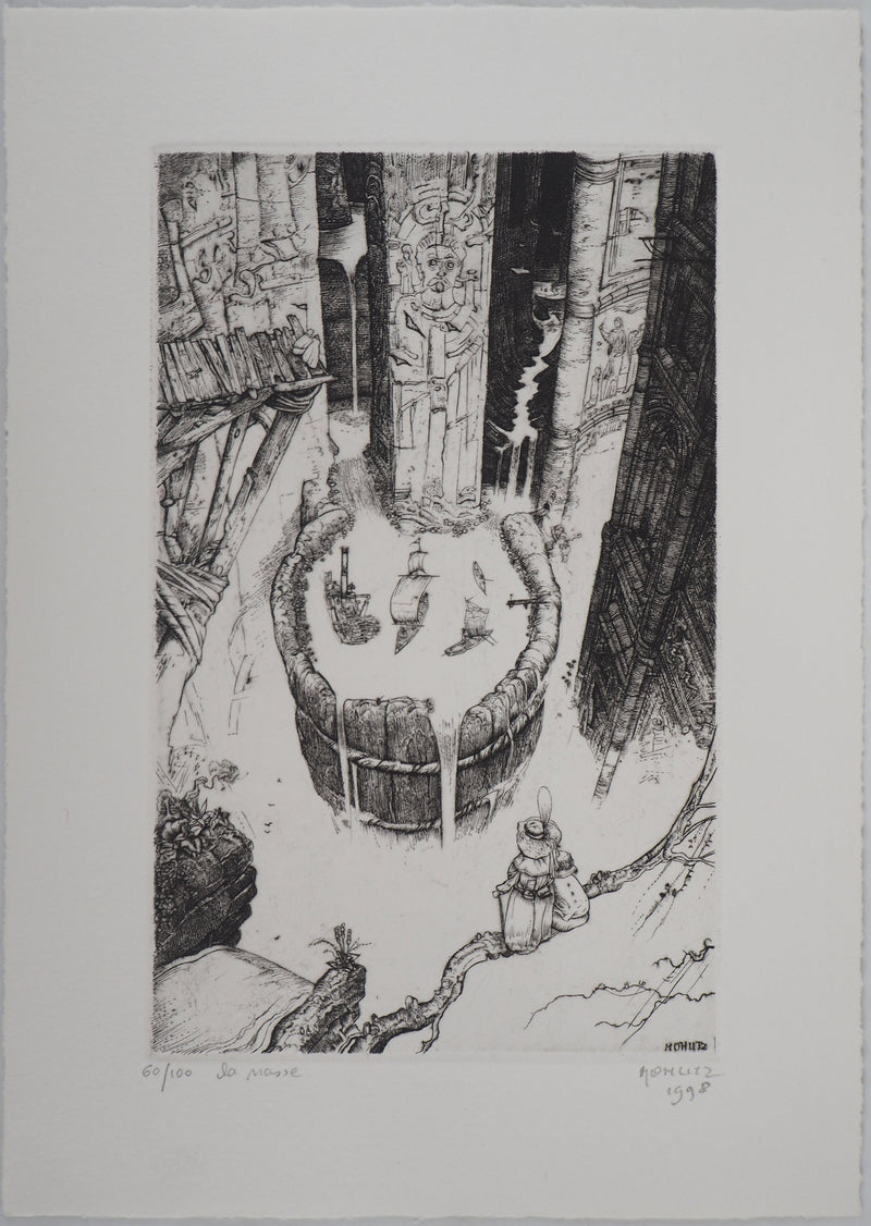 Philippe MOHLITZ : La nasse, 1998 - Gravure (détail)
